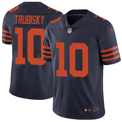 Nike Bears #10 Mitchell Trubisky Navy Blue Alternate Men's Stitched NFL Vapor Untouchable Limited Jersey - Click Image to Close